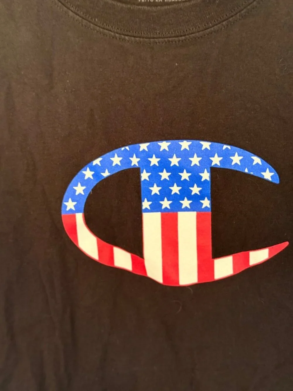 Champion USA Themed Champion Logo Black T-shirt Mens Unisex Large - Picture 3 of 6